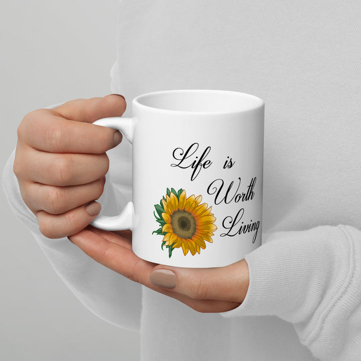 White Glossy Mugs (Life is worth living design)